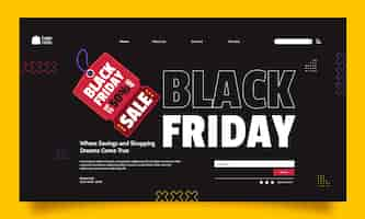 Free vector flat landing page template for black friday sale