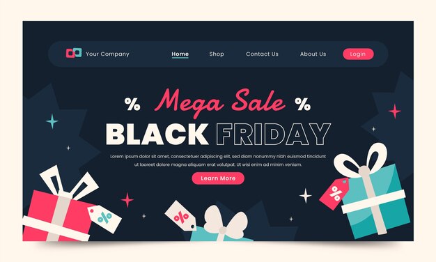 Flat landing page template for black friday sale