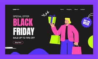 Free vector flat landing page template for black friday sales