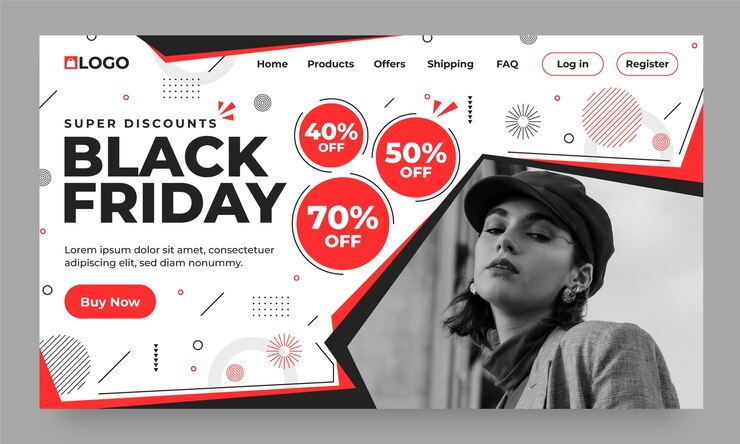 Free Vector flat landing page template for black friday sales