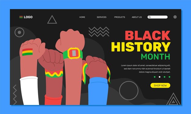 Плоский шаблон целевой страницы для празднования месяца черной истории