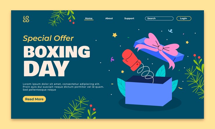 Free Vector flat landing page template for boxing day sales