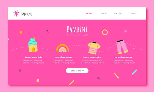 Flat landing page template for children