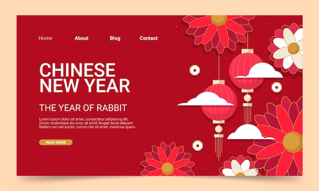Плоский шаблон целевой страницы для празднования китайского нового года