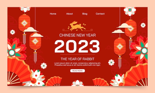 Free vector flat landing page template for chinese new year celebration