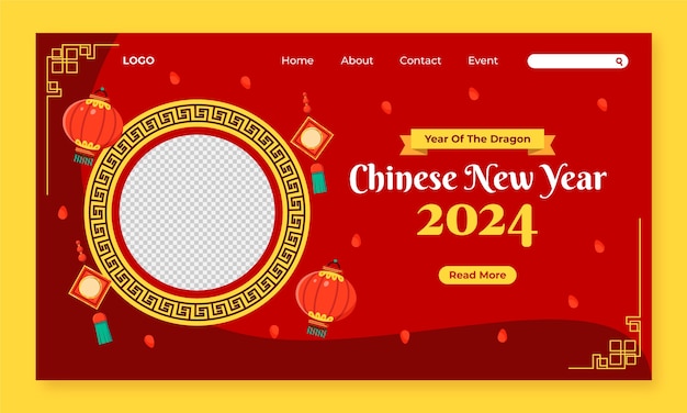 Flat landing page template for chinese new year celebration