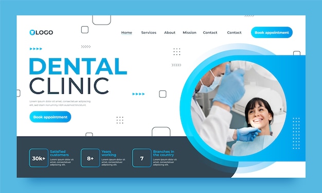 Flat landing page template for dental clinic business