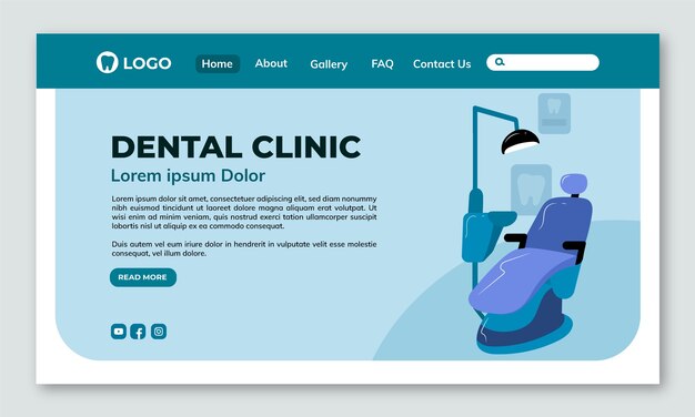 flat landing page template for dental clinic business