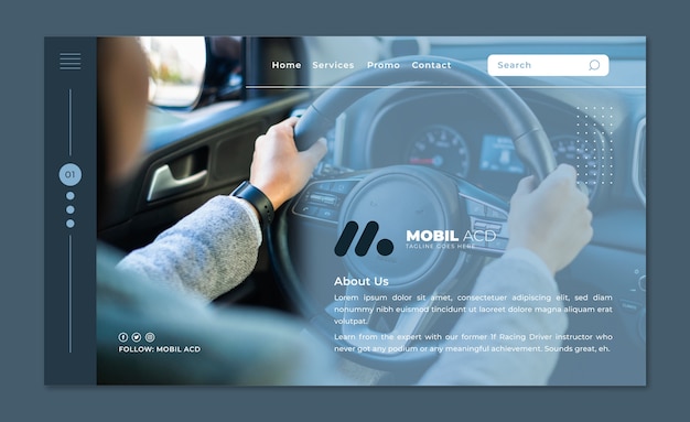 Flat landing page template for driving school