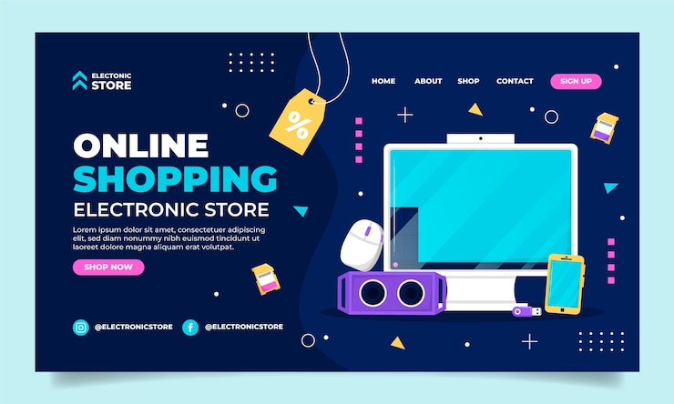 Free Vector flat landing page template for electronics business store