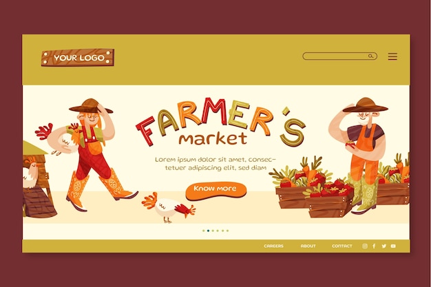 Free vector flat landing page template for farming and cultivation