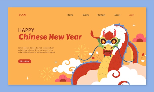 無料ベクター 中国の新年祭りのフラットランディングページテンプレート