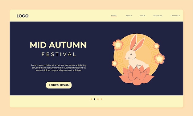 無料ベクター 中秋節のお祝いのためのフラットランディングページテンプレート