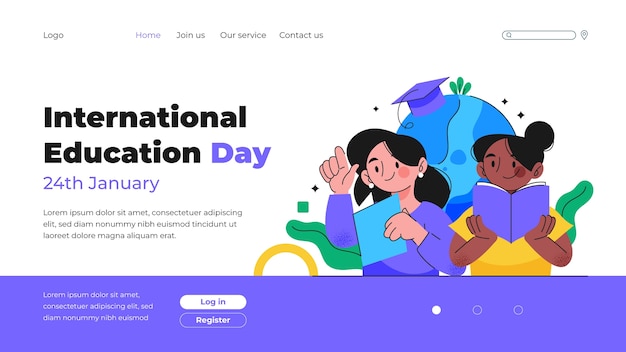 Flat landing page template for international day of education