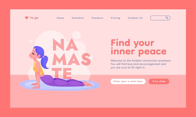 Free vector flat landing page template for international yoga day celebration