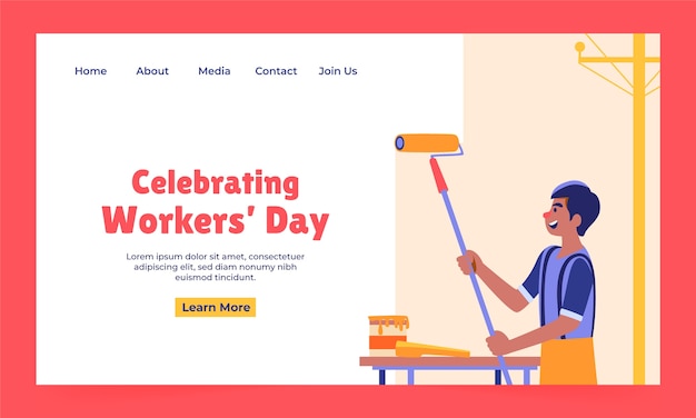 Free vector flat landing page template for labour day