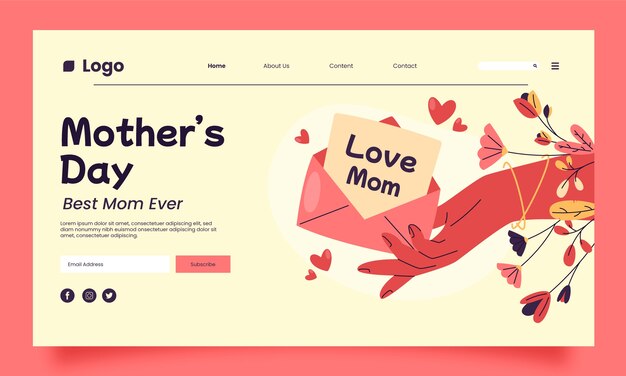 Flat landing page template for mother's day celebration