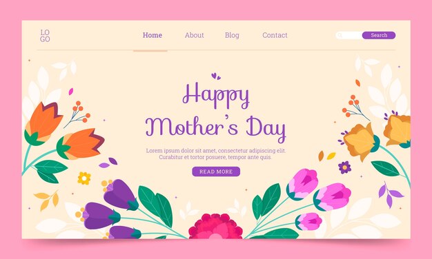 Шаблон плоской целевой страницы для празднования дня матери