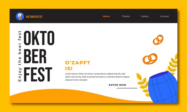 Flat landing page template for oktoberfest festival