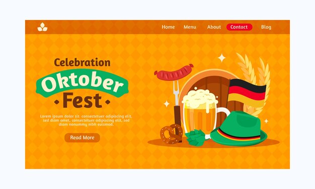 Flat landing page template for oktoberfest festival