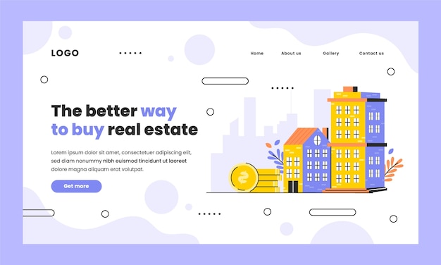 Free vector flat landing page template for real estate