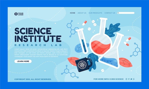 Free Vector flat landing page template for science research