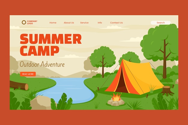 Free vector flat landing page template for summertime