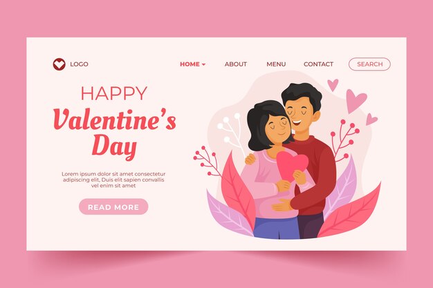 Flat landing page template for valentine's day celebration