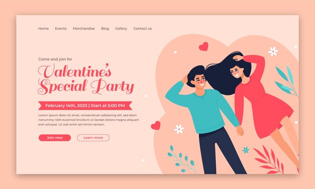 Flat landing page template for valentine's day celebration