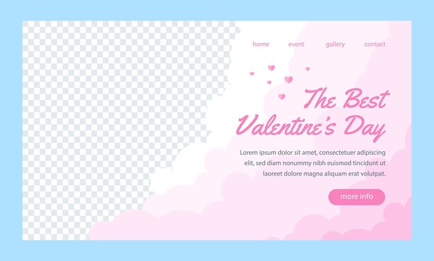 Плоский шаблон целевой страницы для празднования Дня святого Валентина
