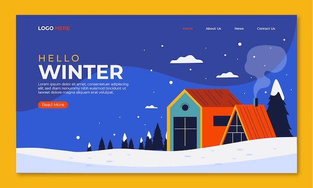 Flat landing page template for winter season celebration