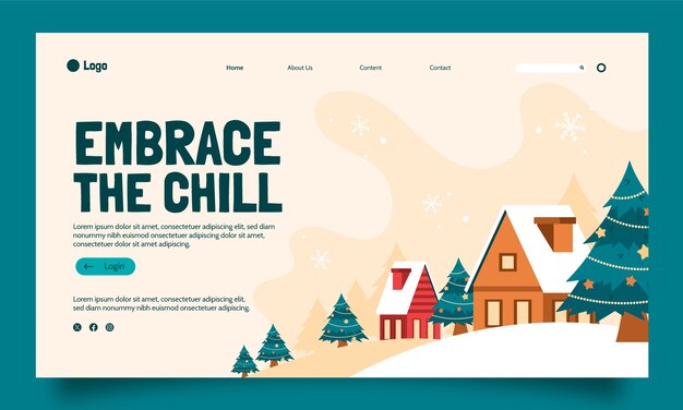 Flat landing page template for winter season