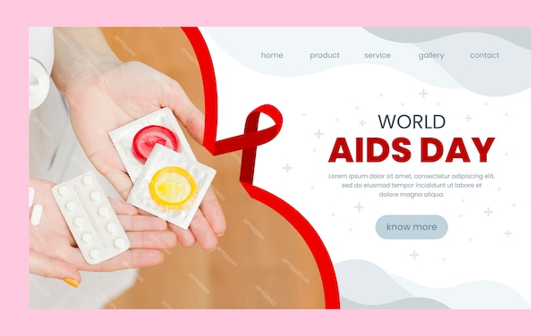 Vettore gratuito modello di pagina di atterraggio piatto per la giornata mondiale dell'aids