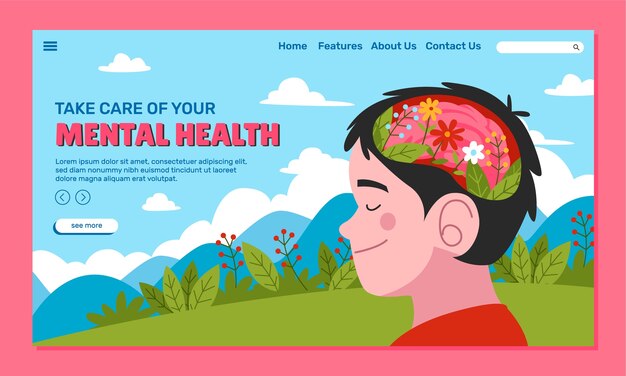 Плоский шаблон целевой страницы для Всемирного дня психического здоровья