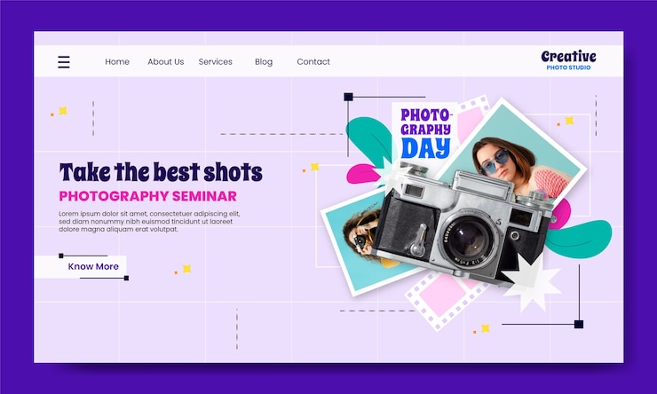 Free Vector flat landing page template for world photography day celebration