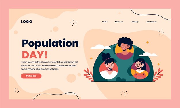 Flat landing page template for world population day