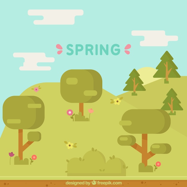 Free vector flat landscape background with trees