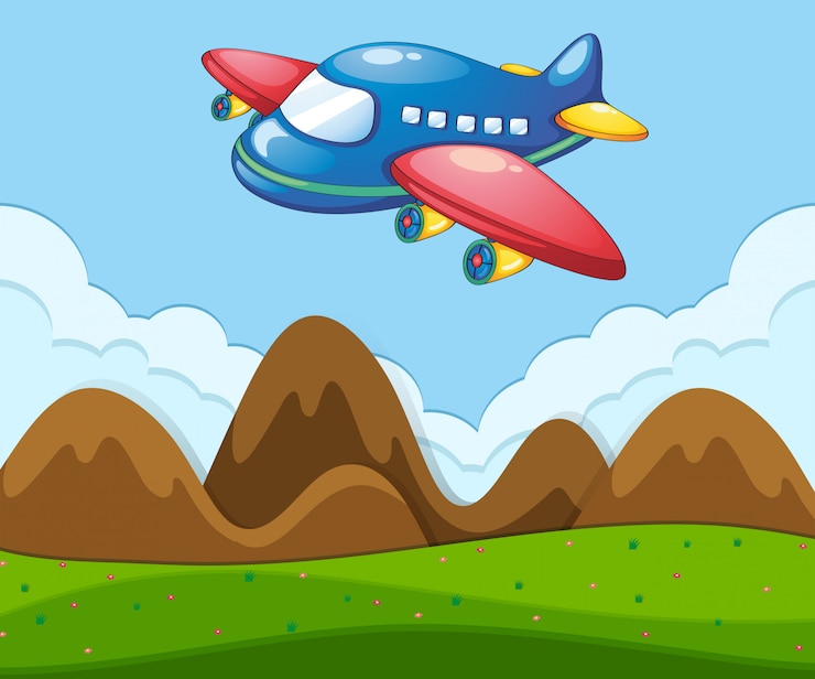 मुफ़्त वेक्टर a flat landscape with airplane