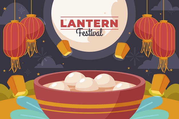 Flat lantern festival background