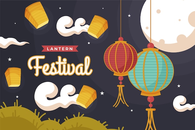 Flat lantern festival background