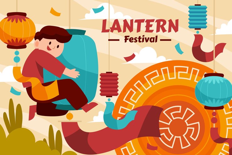 Free Vector flat lantern festival background