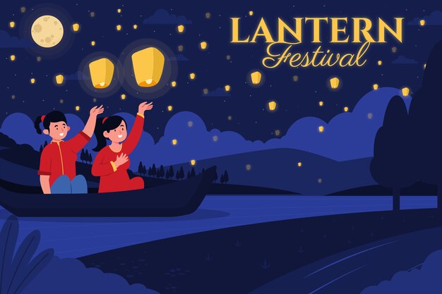 Flat lantern festival background