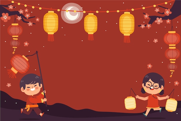 Free vector flat lantern festival background