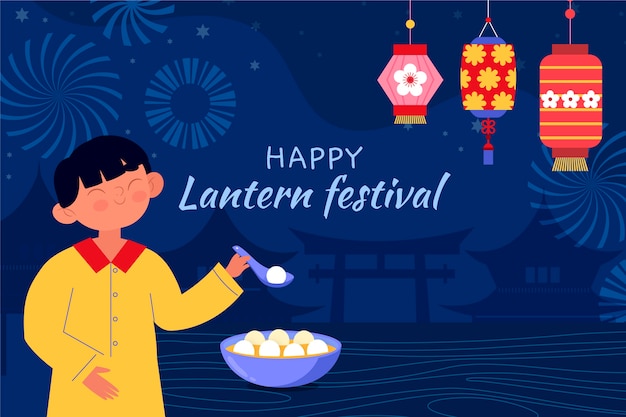 Flat lantern festival background