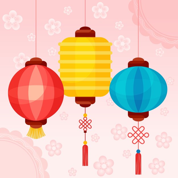 Flat lantern festival illustration