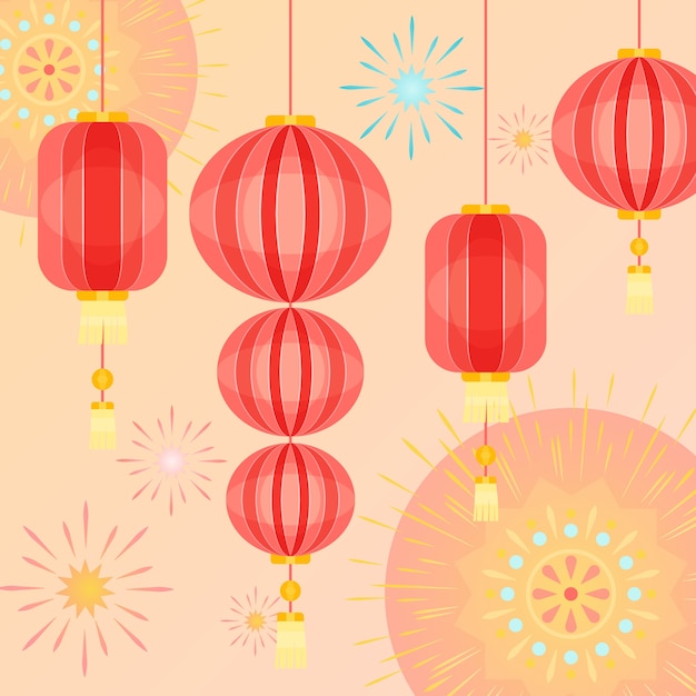 Flat lantern festival illustration