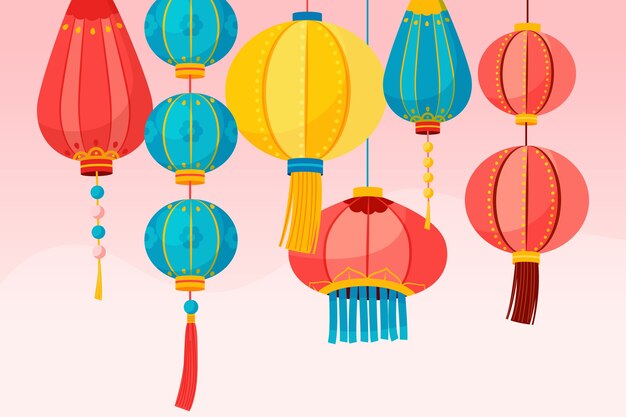 Flat lantern festival illustration