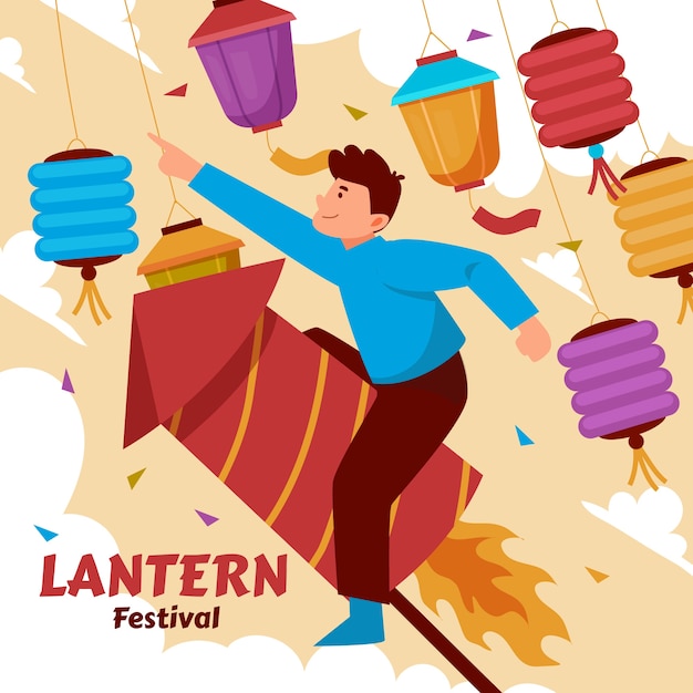 Flat lantern festival illustration