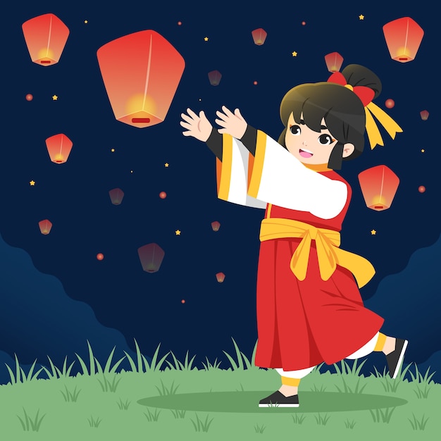 Flat lantern festival illustration