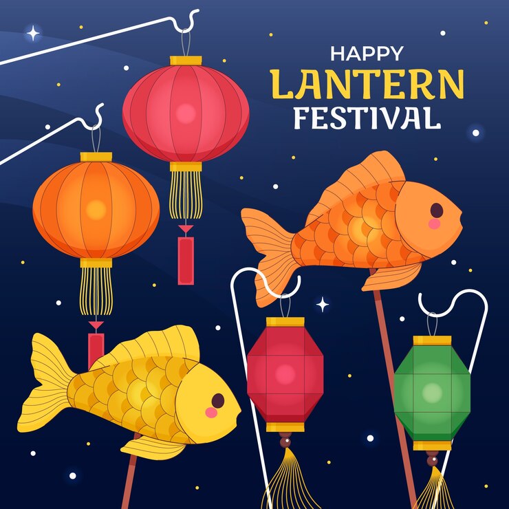 Free Vector flat lantern festival illustration